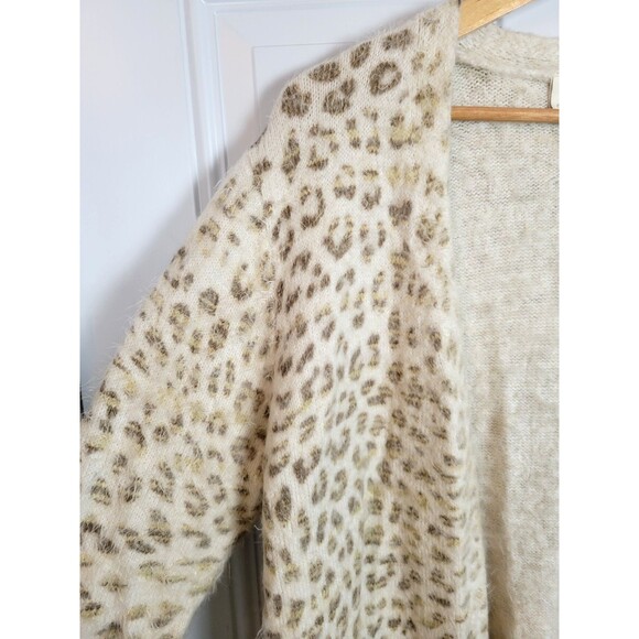 Cynthia Rowley Animal Print Eyelash Open Front Cardigan Sweater Size XL - Picture 2 of 7